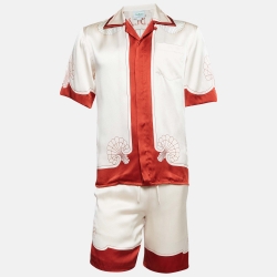 Casablanca Pink Printed Satin Tennis Club Shirt and Shorts Set XS