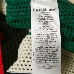 Casablanca Green Striped Crochet Short Sleeve Tennis Club Shirt XL