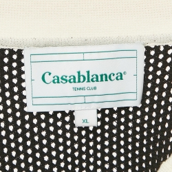 Casablanca Green Striped Crochet Short Sleeve Tennis Club Shirt XL