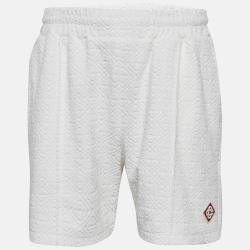 Casablanca White Embossed Terry Cotton Shorts L
