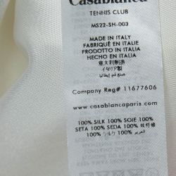 Pre Owned Casablanca White Tennis Club Printed Silk Shirt L