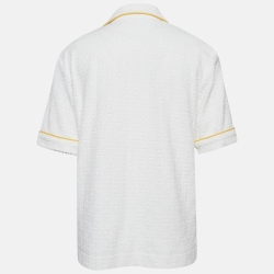 Casablanca White Logo Embossed Terry Cuban Shirt L