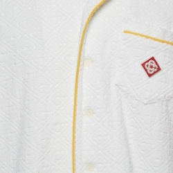 Casablanca White Logo Embossed Terry Cuban Shirt L