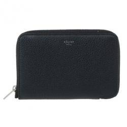 Pre Owned Celine Black Leather Medium Zipped Around Wallet