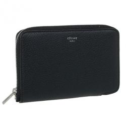 Pre Owned Celine Black Leather Medium Zipped Around Wallet