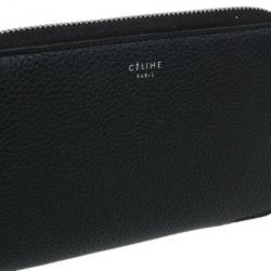 Pre Owned Celine Black Leather Medium Zipped Around Wallet