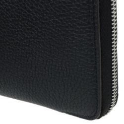 Pre Owned Celine Black Leather Medium Zipped Around Wallet