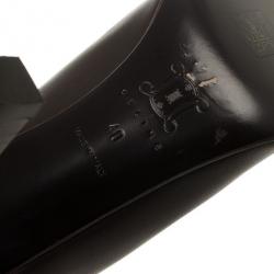 Pre Owned Celine Dark Brown Leather Logo Boots Size 40