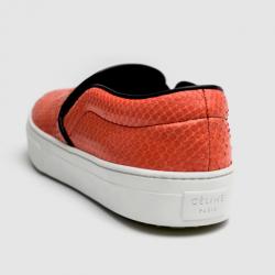 Pre Owned Celine Orange Python Skate Shoes Size 38