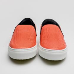 Pre Owned Celine Orange Python Skate Shoes Size 38