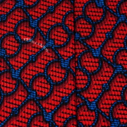 Celine Red & Navy Blue Chain Printed Silk Classic Tie