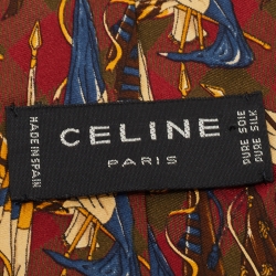 Celine Vintage Multicolor Flag Print Silk Tie