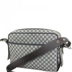 Celine Black/Gray Macadam Canvas and Leather Vintage Messenger Bag