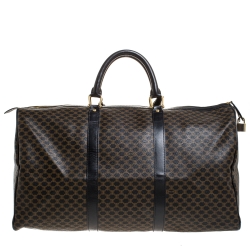 Celine Black/Dark Brown Macadam Canvas and Leather Weekender Bag
