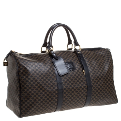 Celine Black/Dark Brown Macadam Canvas and Leather Weekender Bag