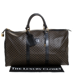 Celine Black/Dark Brown Macadam Canvas and Leather Weekender Bag
