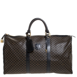 Celine Black/Dark Brown Macadam Canvas and Leather Weekender Bag