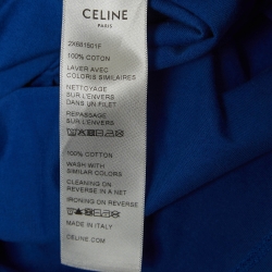 Celine Blue Logo Printed Cotton Knit Crew Neck T-Shirt XS