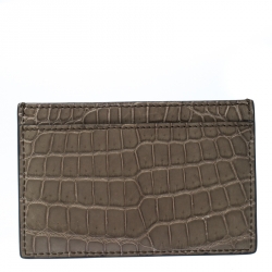 مملوكة مسبقًا محفظة بطاقات سيلين جلد تمساح رصاصي