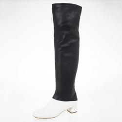 Pre Owned Celine Two Tone Leather Over The Knee Boots Size 38