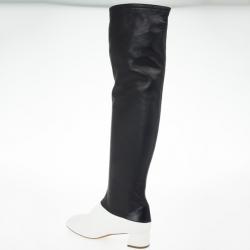 Pre Owned Celine Two Tone Leather Over The Knee Boots Size 38