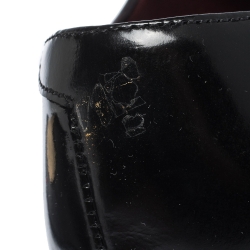 Pre Owned Celine Black Patent Leather Gold Metal Plate Lace Up Oxfords Size 40