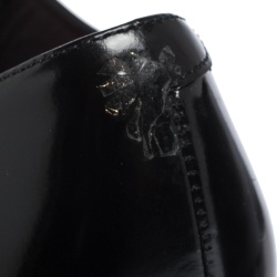 Pre Owned Celine Black Patent Leather Gold Metal Plate Lace Up Oxfords Size 40