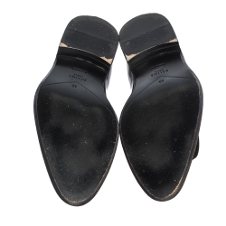 Pre Owned Celine Black Patent Leather Gold Metal Plate Lace Up Oxfords Size 40