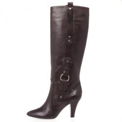Pre Owned Celine Brown Leather Knee Length Boots Size 40