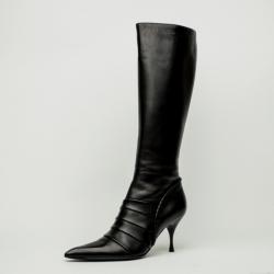 Pre Owned Celine Black Leather Knee Length Boots Size 39