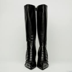 Pre Owned Celine Black Leather Knee Length Boots Size 39