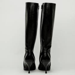 Pre Owned Celine Black Leather Knee Length Boots Size 39