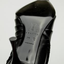 Pre Owned Celine Black Leather Knee Length Boots Size 39