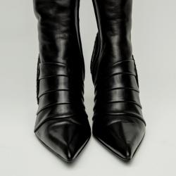 Pre Owned Celine Black Leather Knee Length Boots Size 39