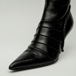 Pre Owned Celine Black Leather Knee Length Boots Size 39