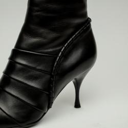 Pre Owned Celine Black Leather Knee Length Boots Size 39