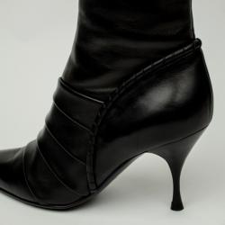 Pre Owned Celine Black Leather Knee Length Boots Size 39