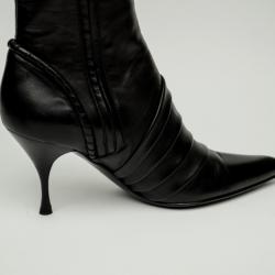 Pre Owned Celine Black Leather Knee Length Boots Size 39