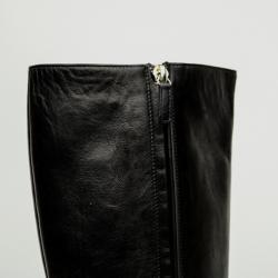 Pre Owned Celine Black Leather Knee Length Boots Size 39