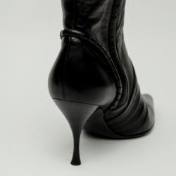 Pre Owned Celine Black Leather Knee Length Boots Size 39