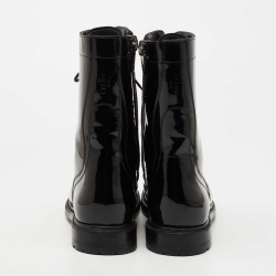 Celine Black Patent Leather Combat Boots Size 38