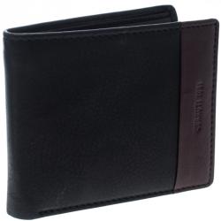 Pre Owned Cerruti 1881 Black/Brown Leather Cerrutis Bifold Wallet