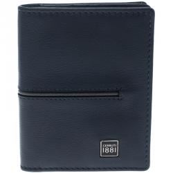 Pre Owned Cerruti 1881 Navy Blue/Grey Leather Ripon Card Case