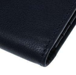 Pre Owned Cerruti 1881 Navy Blue/Grey Leather Ripon Card Case
