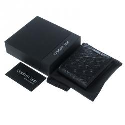 Pre Owned Cerruti 1881 Black Ostrich Embossed Leather Mayfair Bifold Wallet