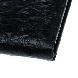 Pre Owned Cerruti 1881 Black Ostrich Embossed Leather Mayfair Bifold Wallet