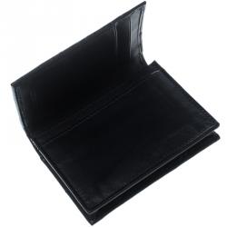 Pre Owned Cerruti 1881 Black Ostrich Embossed Leather Mayfair Card Case