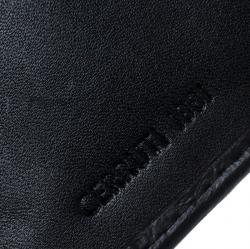 Pre Owned Cerruti 1881 Black Ostrich Embossed Leather Mayfair Card Case