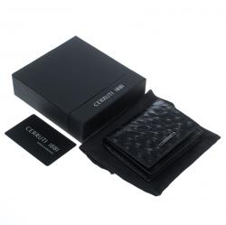Pre Owned Cerruti 1881 Black Ostrich Embossed Leather Mayfair Card Case