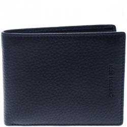 Cerruti 1881 Dark Blue Leather Derby Bifold Wallet